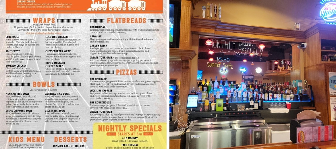 Luce Line Lodge Menu