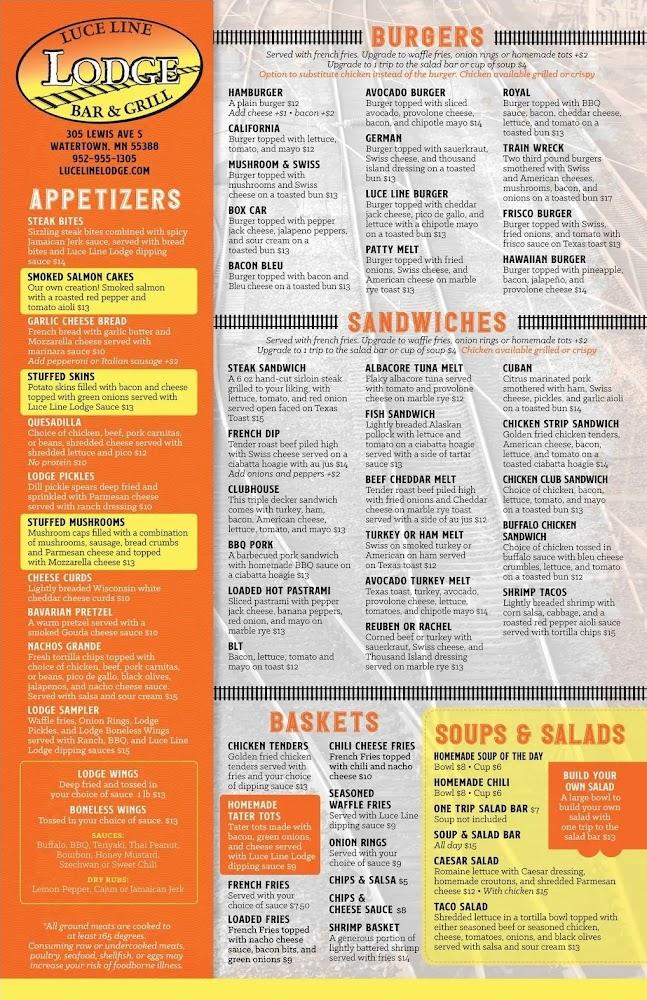 Luce Line Lodge Menu image 1