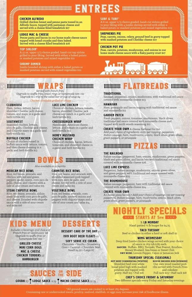 Luce Line Lodge Menu image 2